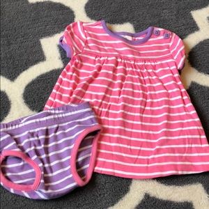 Striped dress with coordinating diaper cover